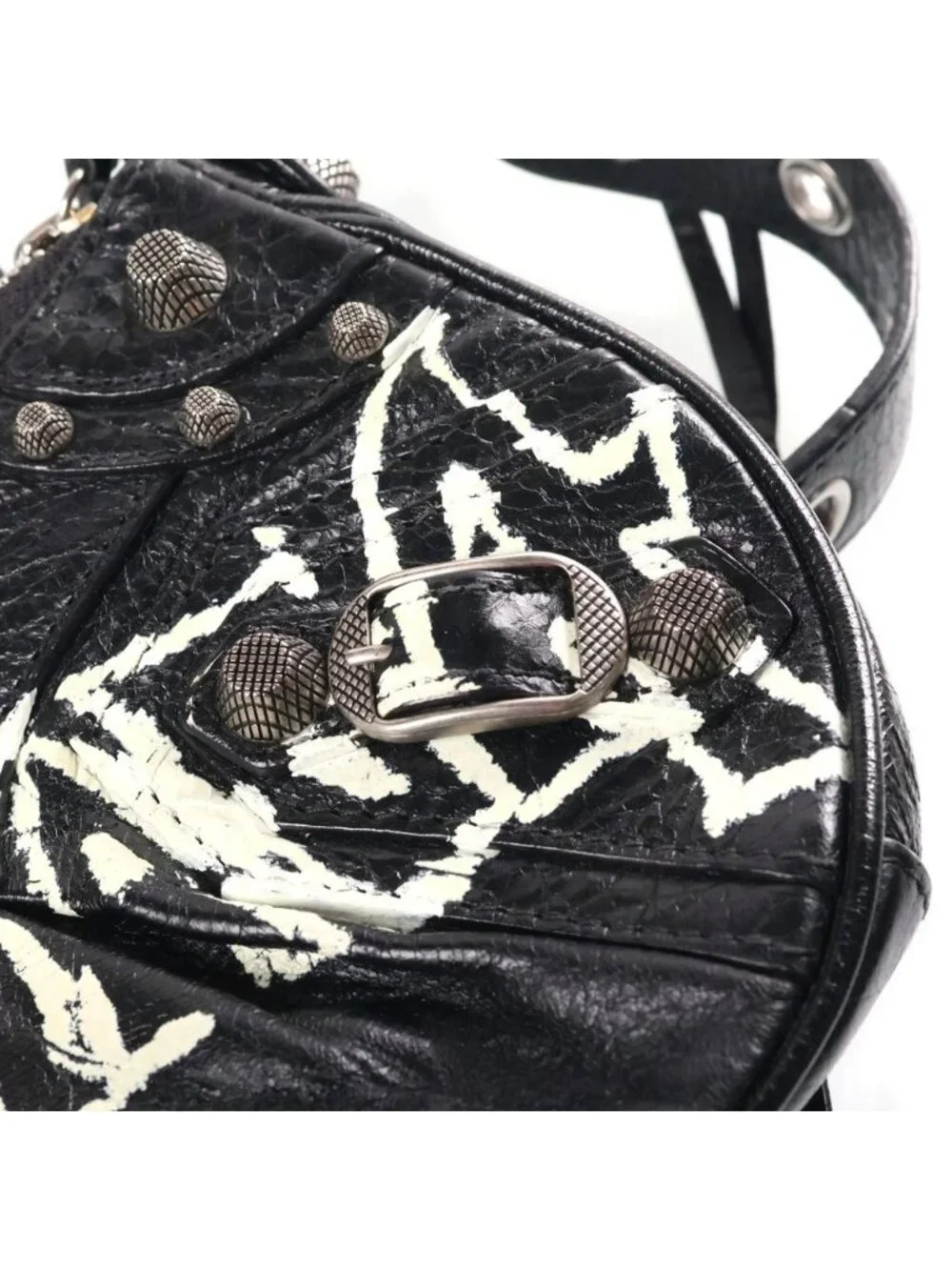 Balenciaga Le Cagole Flap DIY Metal Logo le XS Leather Shoulder Bag Black